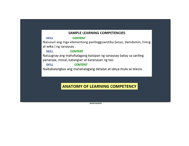HO4b - Anatomy of Learning Competencies | PDF