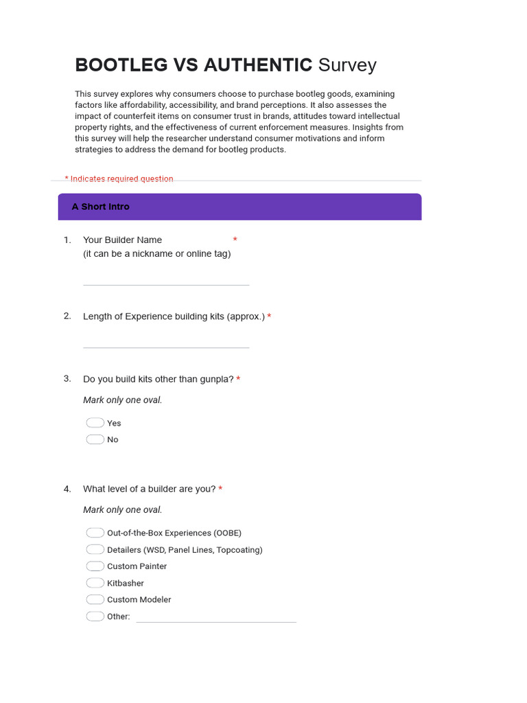 Bootleg vs Authentic Consumer Survey | PDF | Counterfeit | Brand