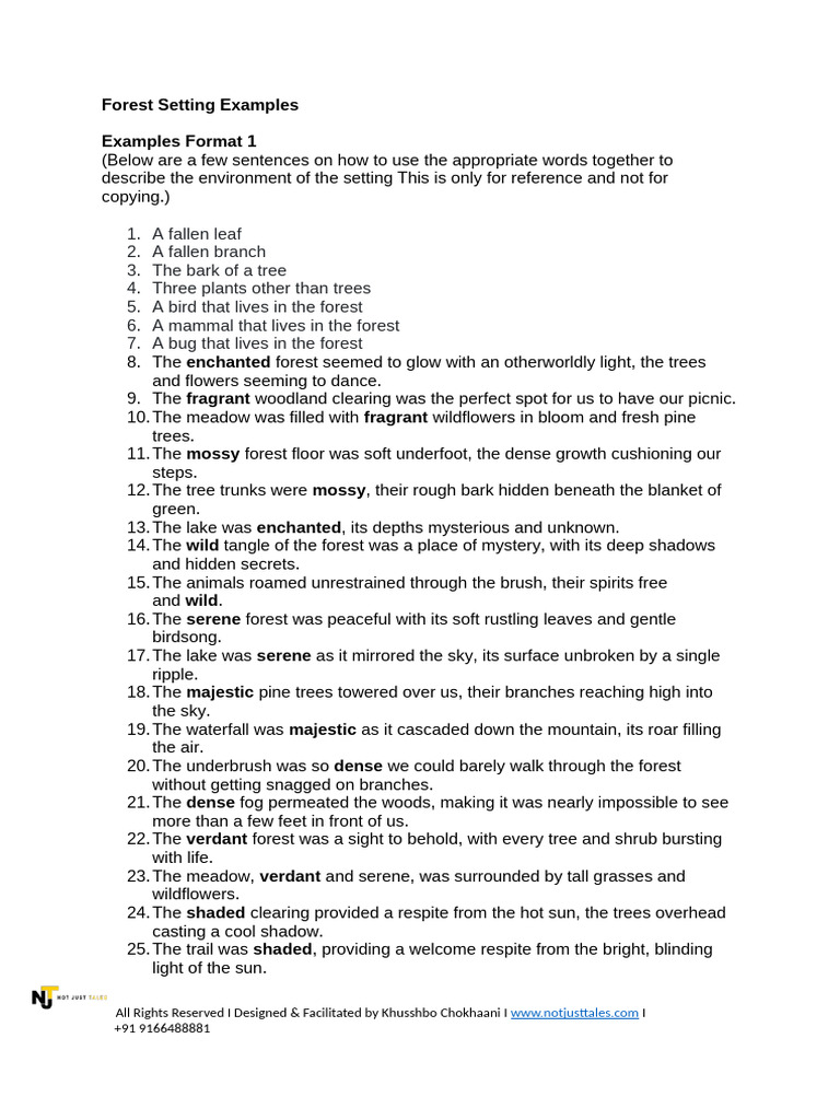 Descriptive Forest Writing Examples | PDF | Trees | Rainforest