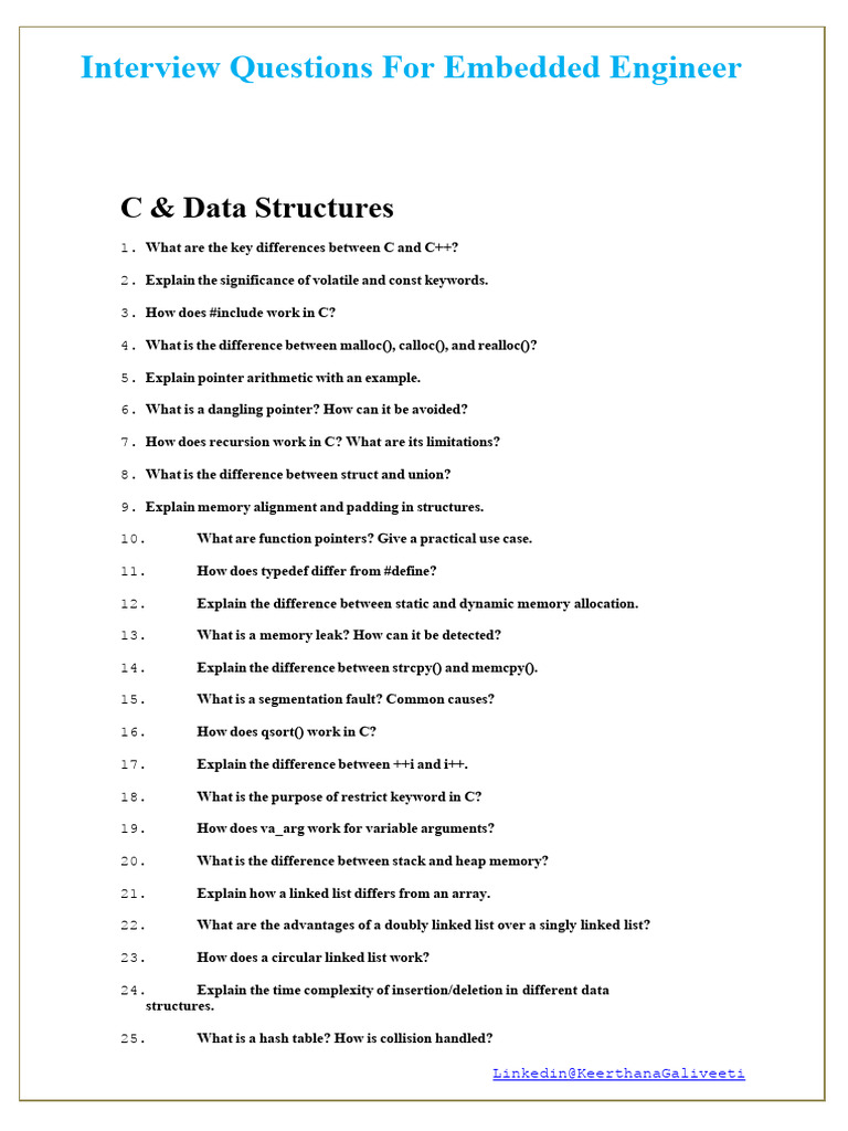 Embedded Engineer Interview Questions | PDF | Kernel (Operating System ...