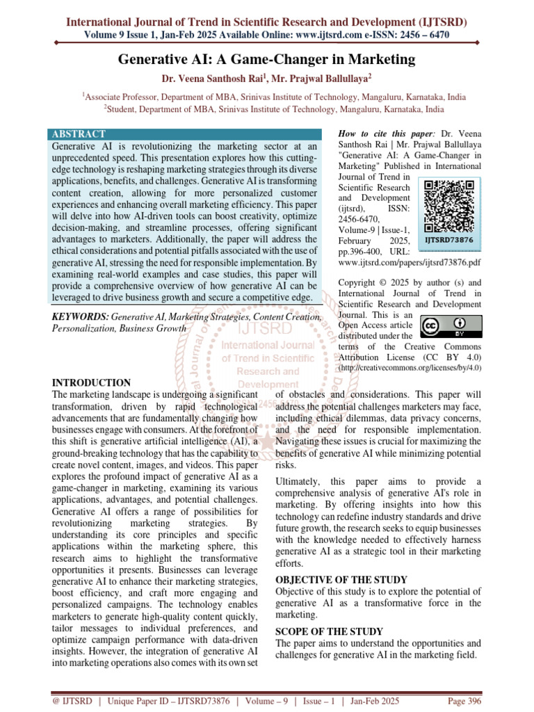 Generative AI's Impact on Marketing | PDF | Intelligence (AI ...