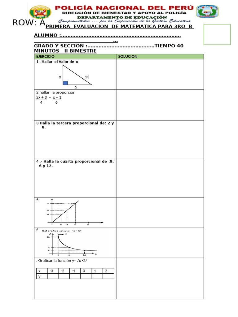 Evaluacion para 3ro de Secundaria | PDF