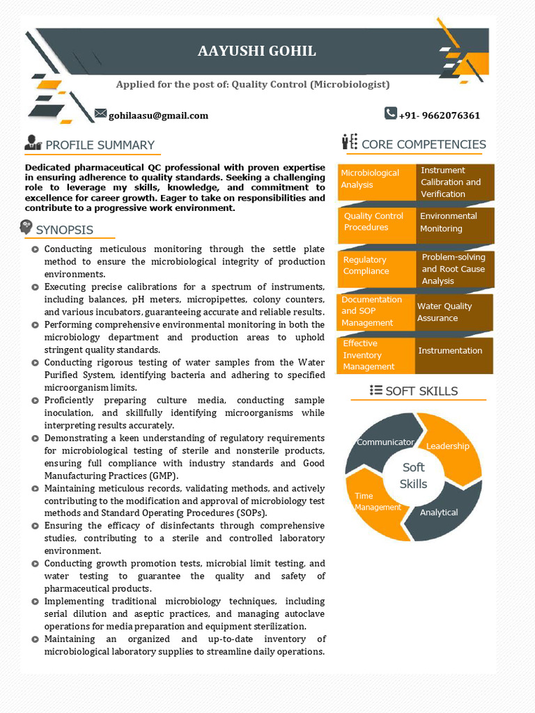 Aayushi Gohil Modified CV | PDF | Microbiology | Microorganism