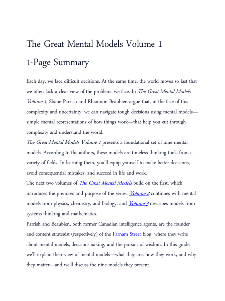Great Mental Models Volume 1 Summary | PDF | Occam's Razor | Thought