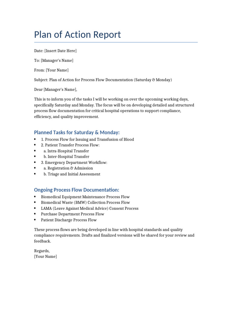 Plan of Action Report Saturday Monday | PDF