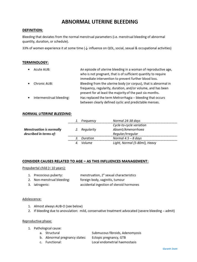 Understanding Abnormal Uterine Bleeding | PDF | Menstrual Cycle ...
