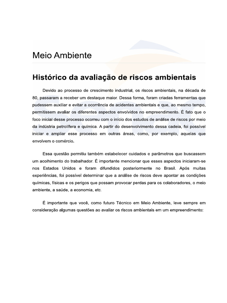 01-Histórico Da Avaliação de Riscos Ambientais | PDF