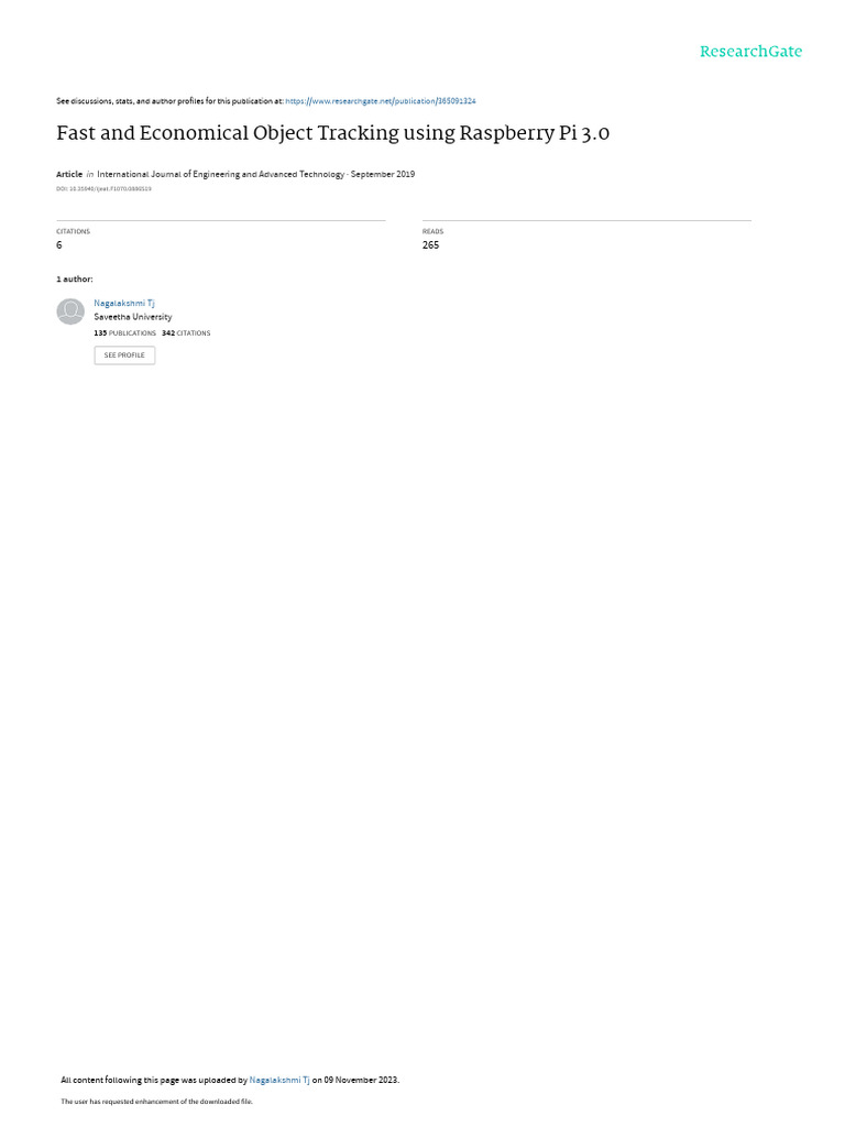 Fast and Economical Object Tracking Using Raspberr | PDF | Computer ...