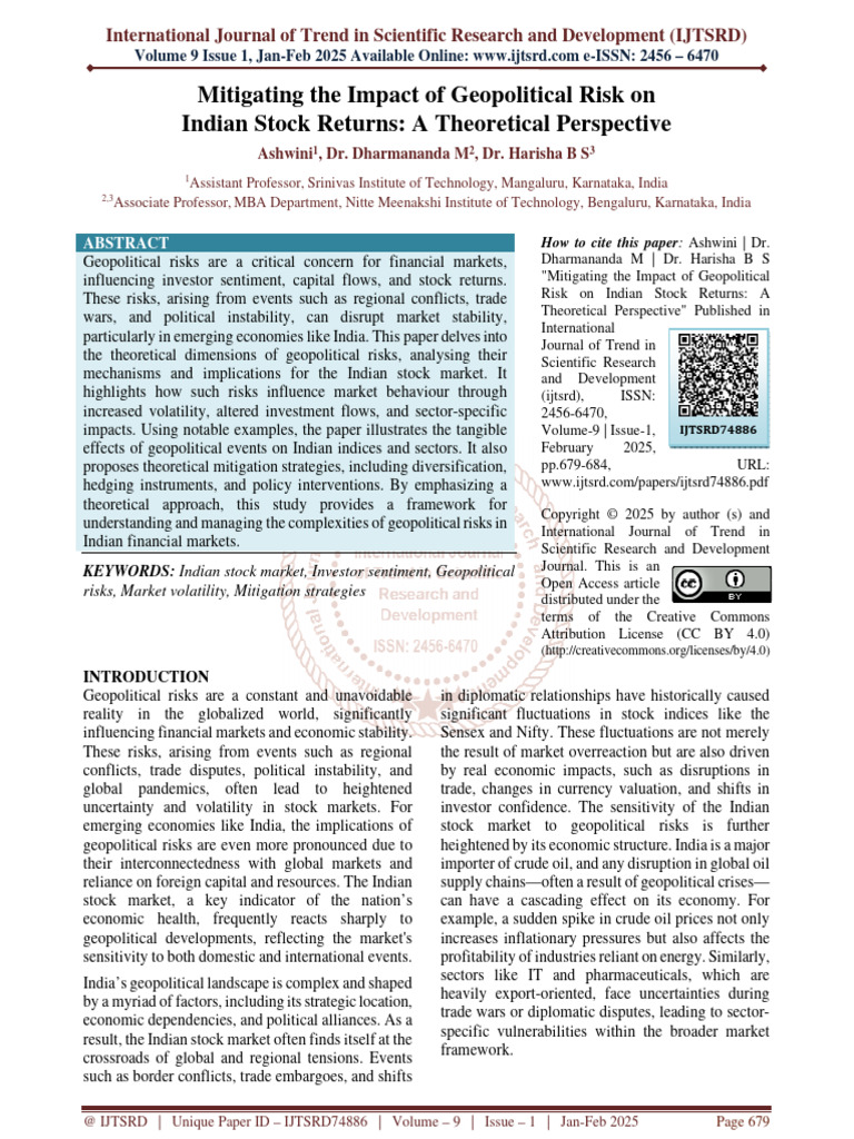 Mitigating The Impact of Geopolitical Risk On Indian Stock Returns A ...