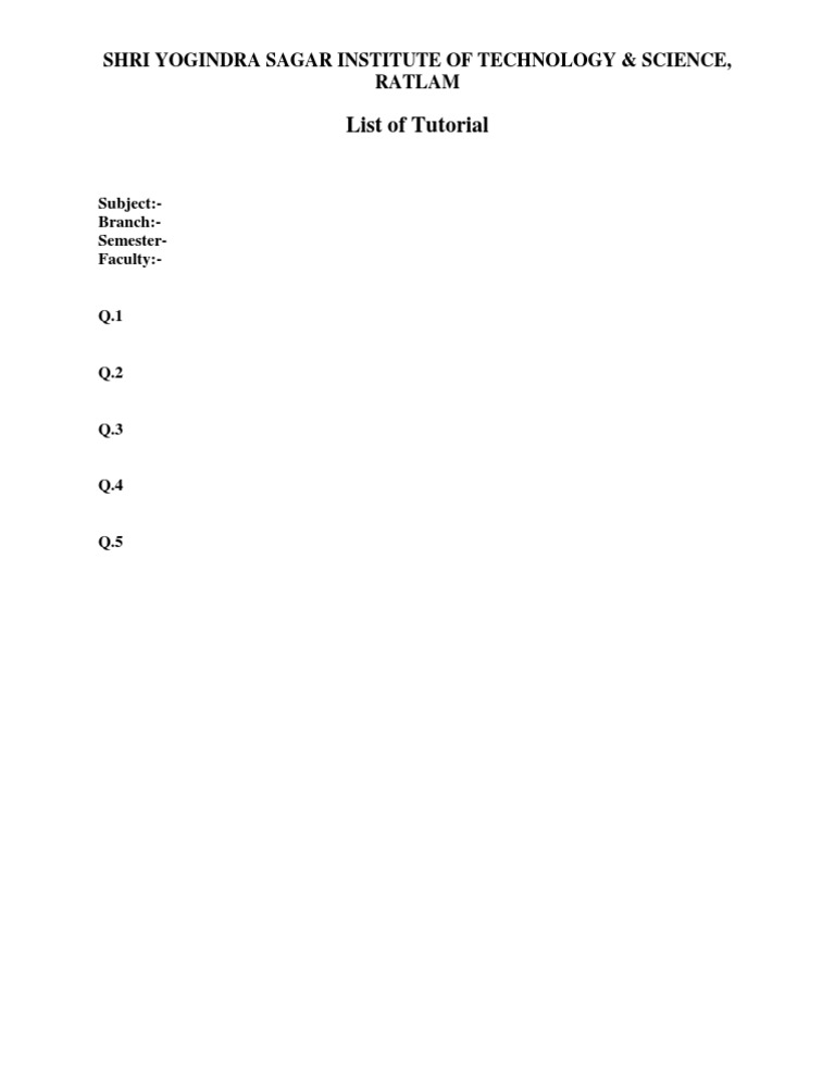 Tutorial List for Engineering Courses | PDF | Technology & Engineering