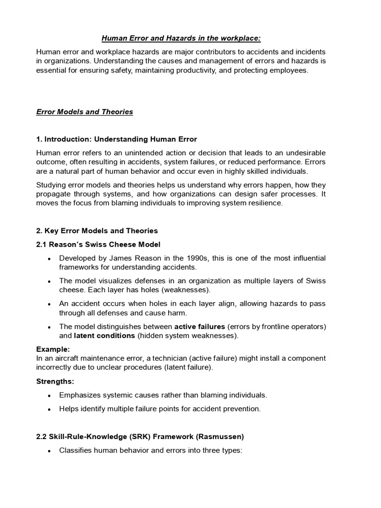 Human Error and Safety in Maintenance | PDF | Hazards | Emergency ...
