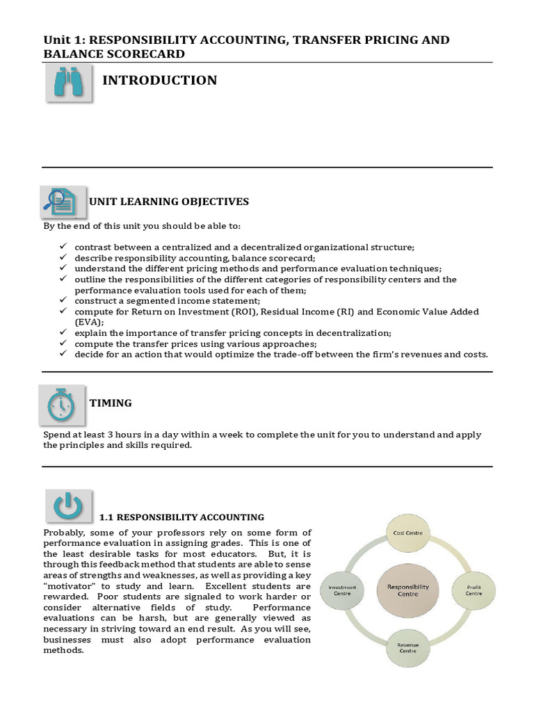 Responsibility Accounting & Performance Evaluation | PDF | Return On ...
