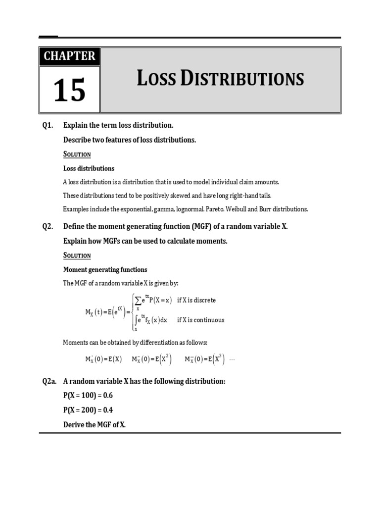 Loss Distributions and Moment Generating Functions | PDF | Quartile ...