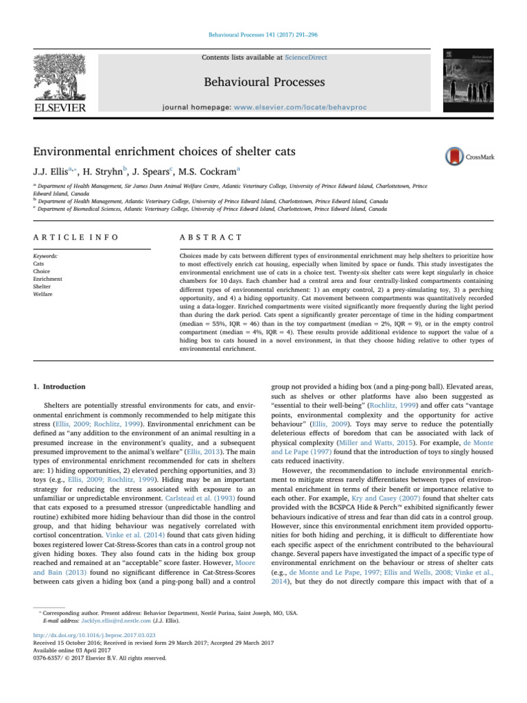 1 s2.0 S0376635716302984 Main | PDF | Cats | Experiment