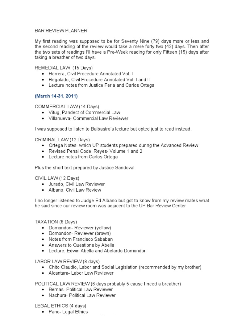 Bar Exam Study Planner Guide | PDF | Public Law | Virtue