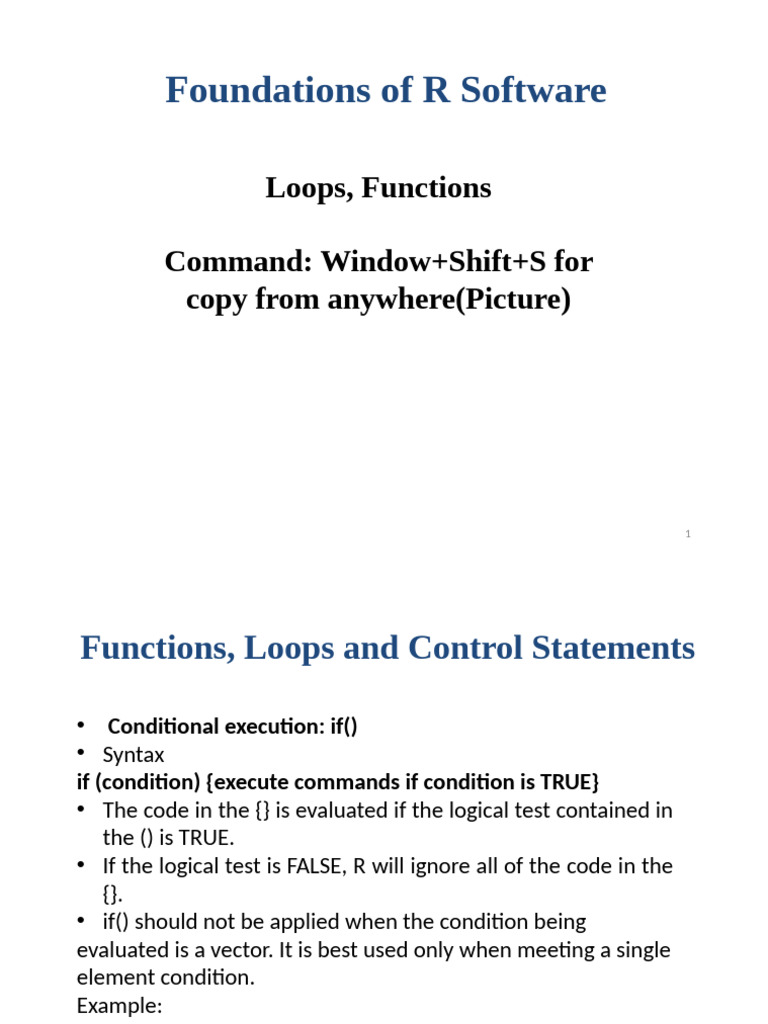 R Programming: Conditions and Loops | PDF | Control Flow | Parameter ...