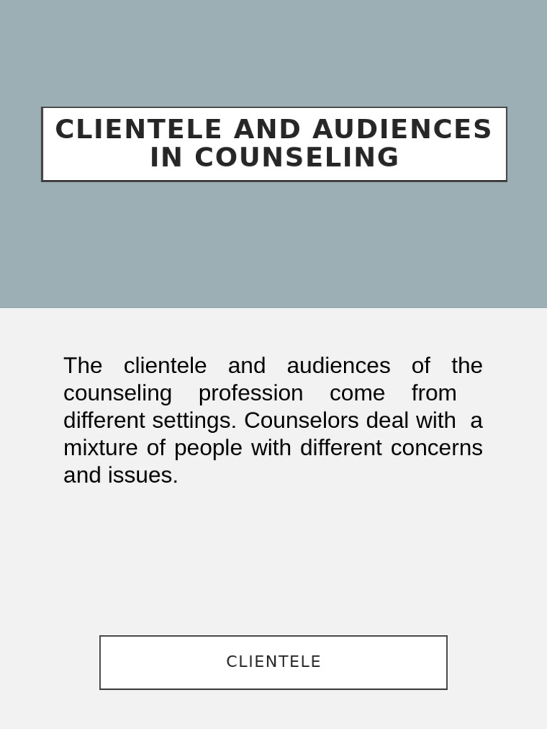 Counseling Clientele and Audiences Overview | PDF | Domestic Violence ...