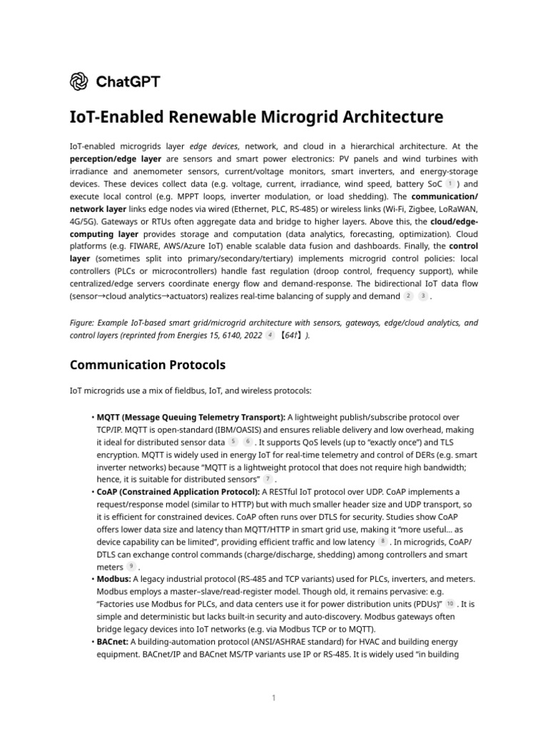 IoT-Enabled Renewable Microgrid Architecture-1 | PDF | Internet Of ...