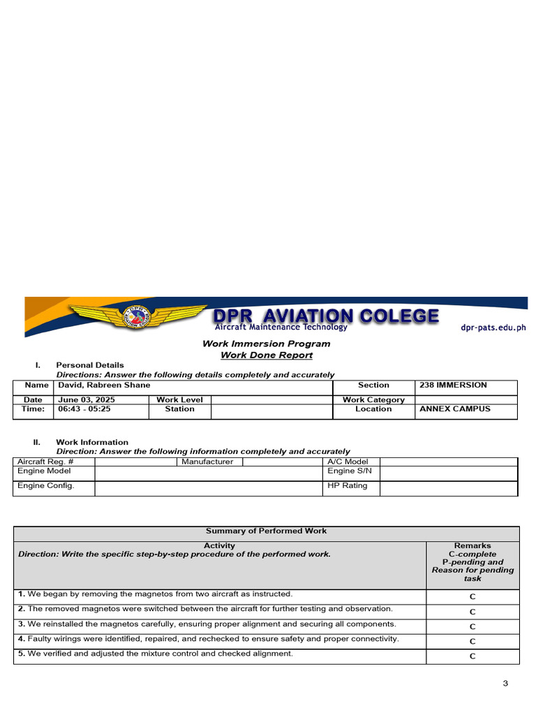 Work Done Report Template DAY 02 | PDF