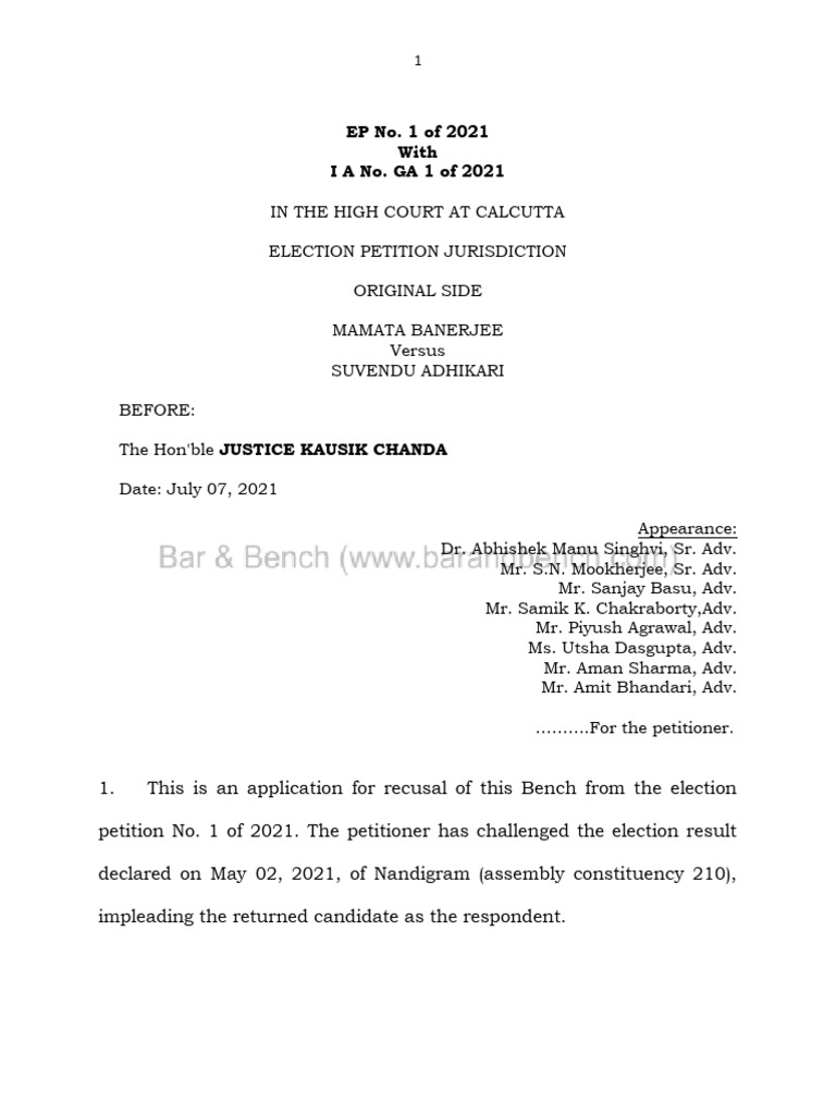 Recusal Request in Election Petition Case | PDF | Conflict Of Interest ...