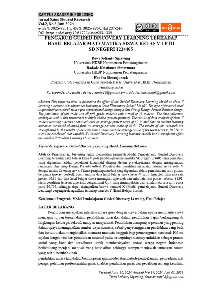 Pengaruh Pembelajaran Guided Discovery | PDF