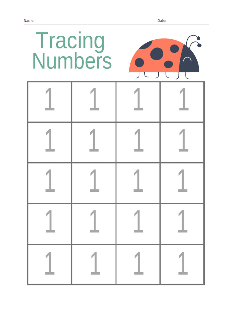 Tracing Numbers Worksheet in Colorful Illustrative Style | PDF