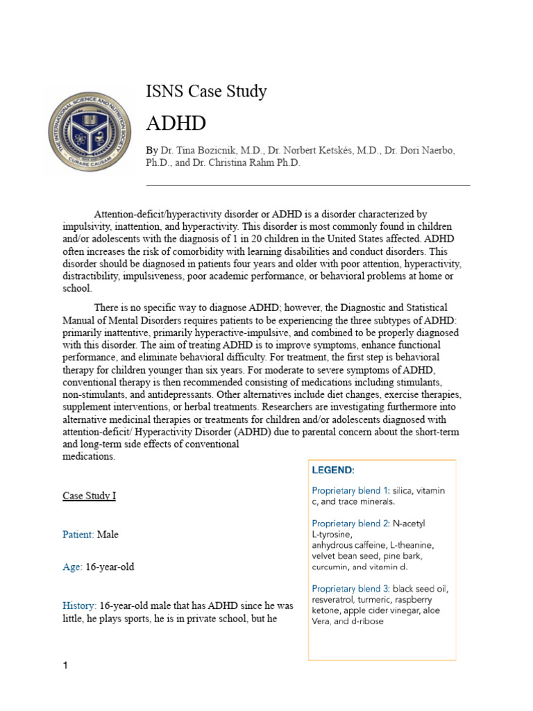 Isns Case Study Adhd Final Pdf Attention Deficit Hyperactivity