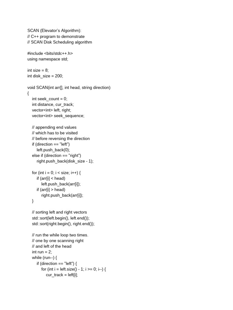 SCAN (Elevator's Algorithm) | PDF | Applied Mathematics | Theoretical ...