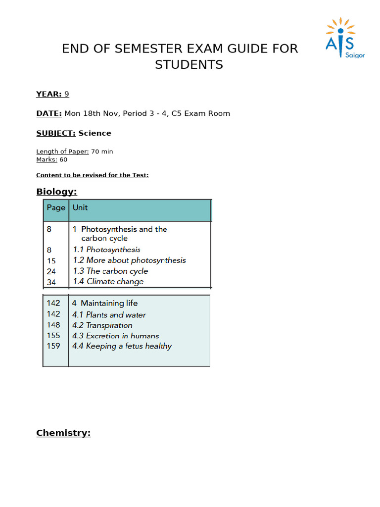 Year 9 Science Exam Prep Guide | PDF