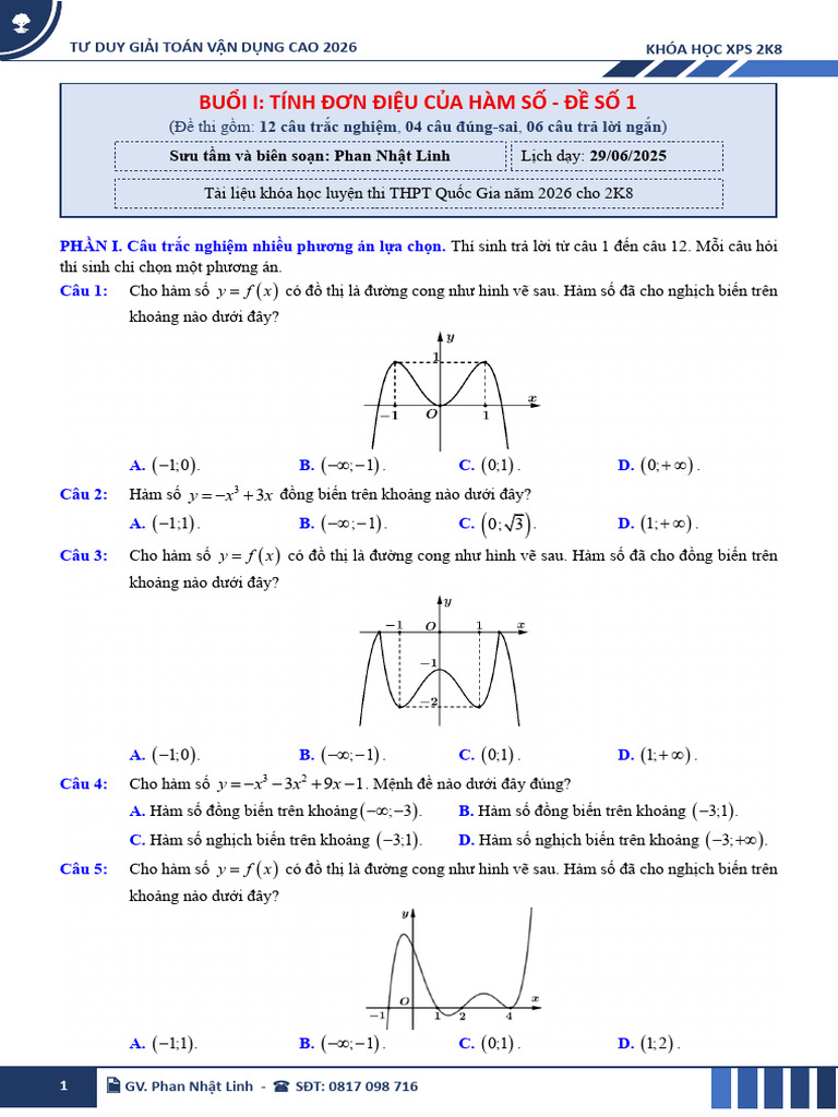 ĐỀ SỐ 01 - HS | PDF
