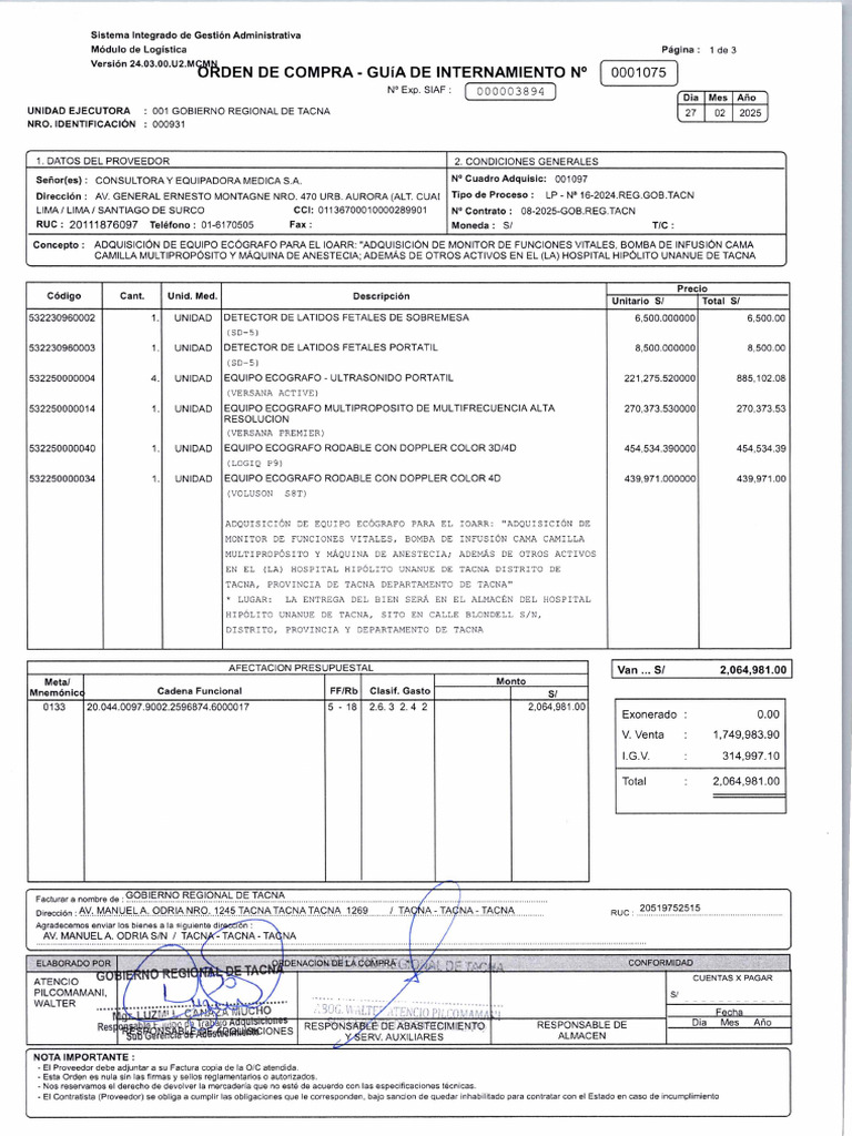 Orden de Compra #1075-2025 | PDF