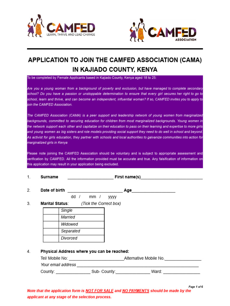 CAMFED Association Application Guide | PDF