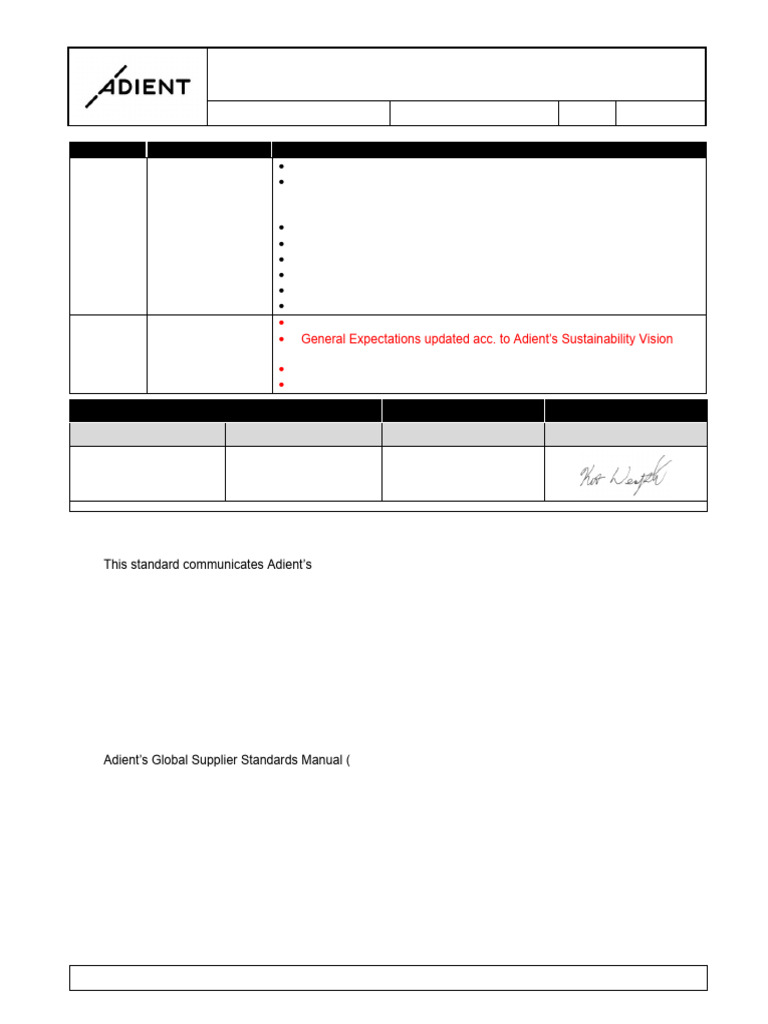 Adient Supplier Standards Overview | PDF | Calibration | Supply Chain