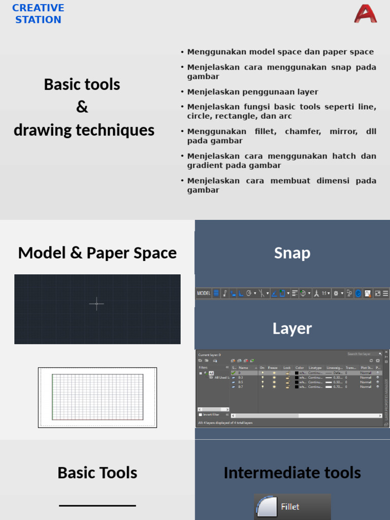 Basic Tools & Drawing Techniques AutoCAD_Mas Raja (Creative Station) | PDF