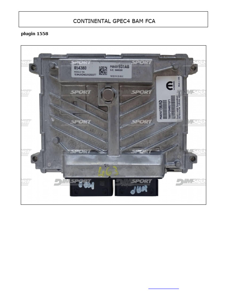 Continental Gpec4 Bam Fca | PDF