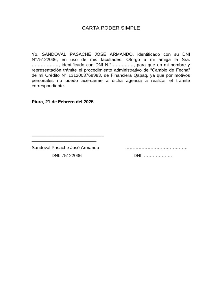 Carta Poder Simple | PDF