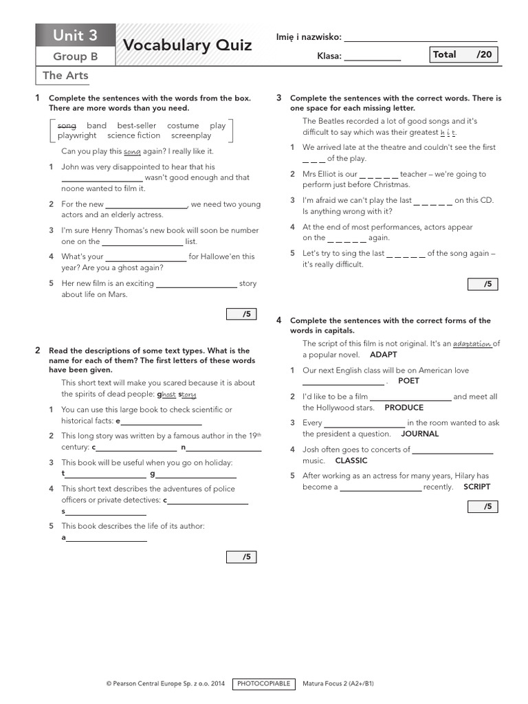 Unit 3 Vocabulary Quiz Group B | PDF
