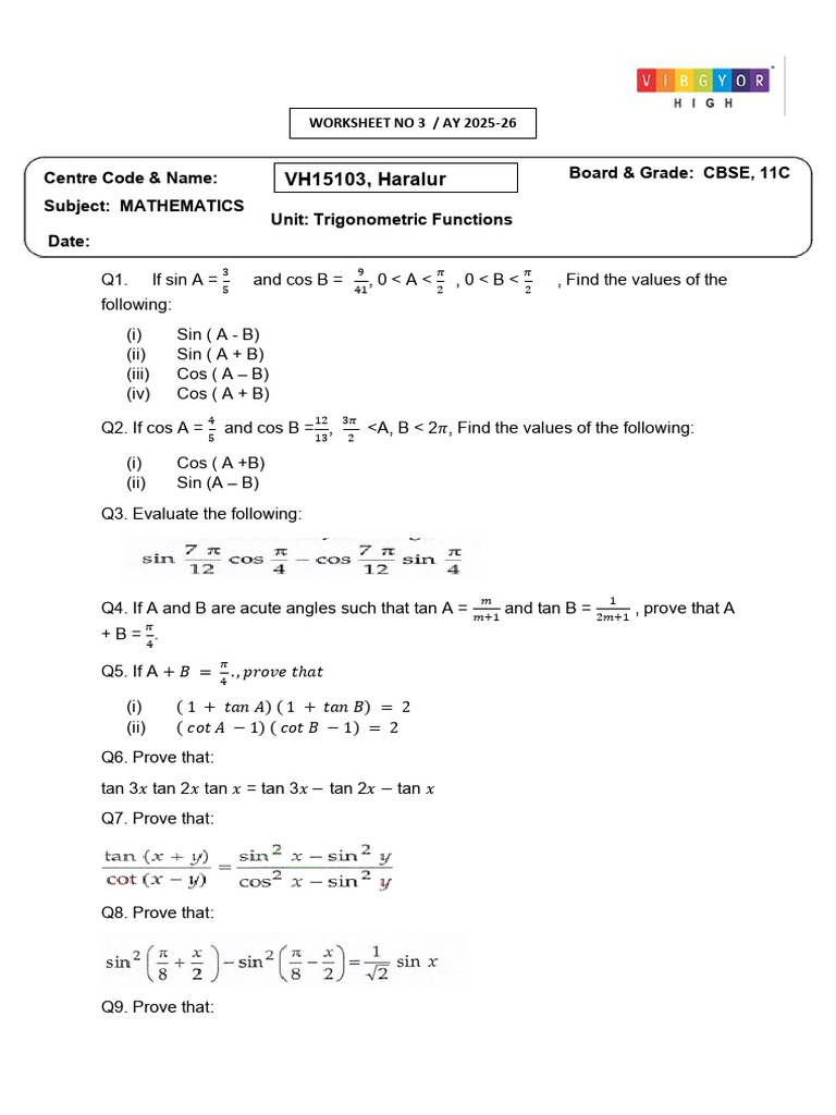 Trigonometric Identities and Formulas | PDF