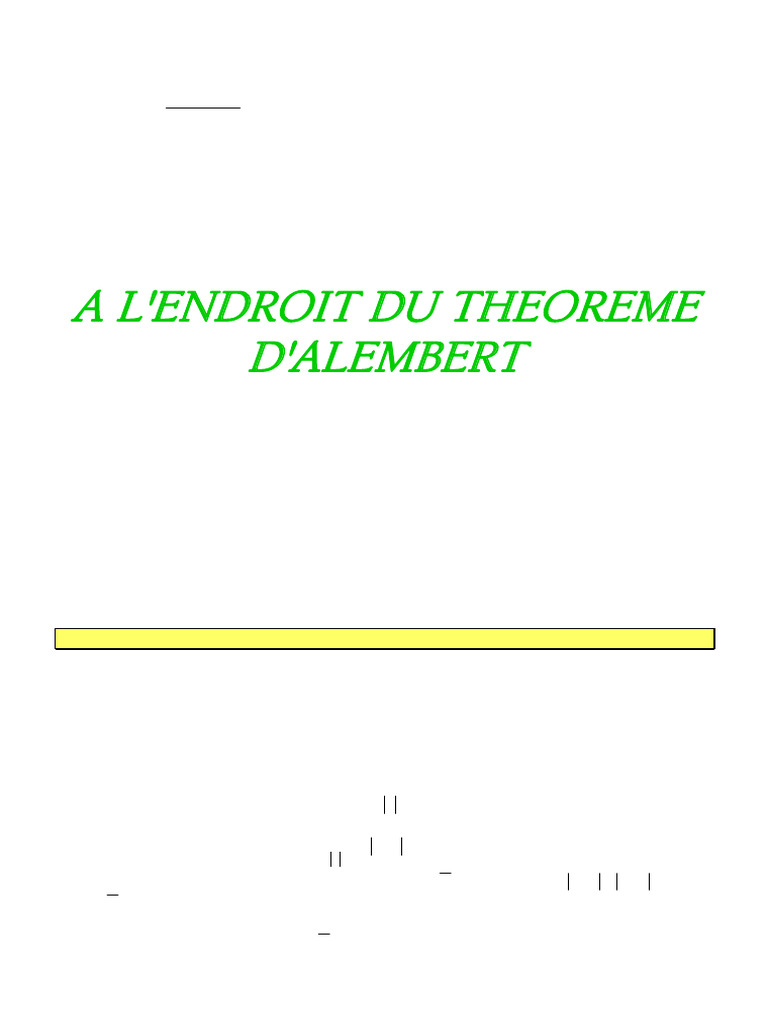 Théorème d'AlembertGauss expliqué PDF Zéro d'une fonction — free download