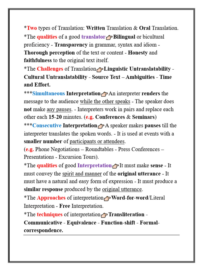 Translation and Interpretation Techniques | PDF | Language ...