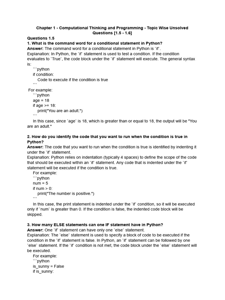 Python Conditional Statements Explained | PDF | Python (Programming ...