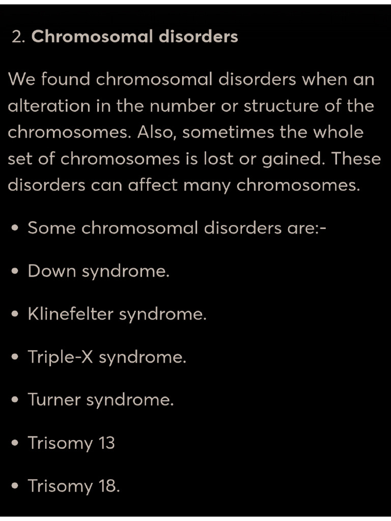 Chromosomal Disorders | PDF