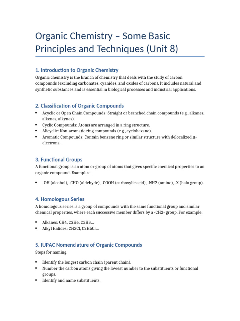Organic Chemistry Unit8 Notes | PDF | Molecules | Organic Chemistry
