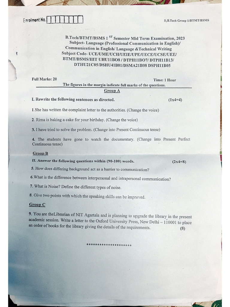 1st and 2 ND Sem Questions 23-24 | PDF