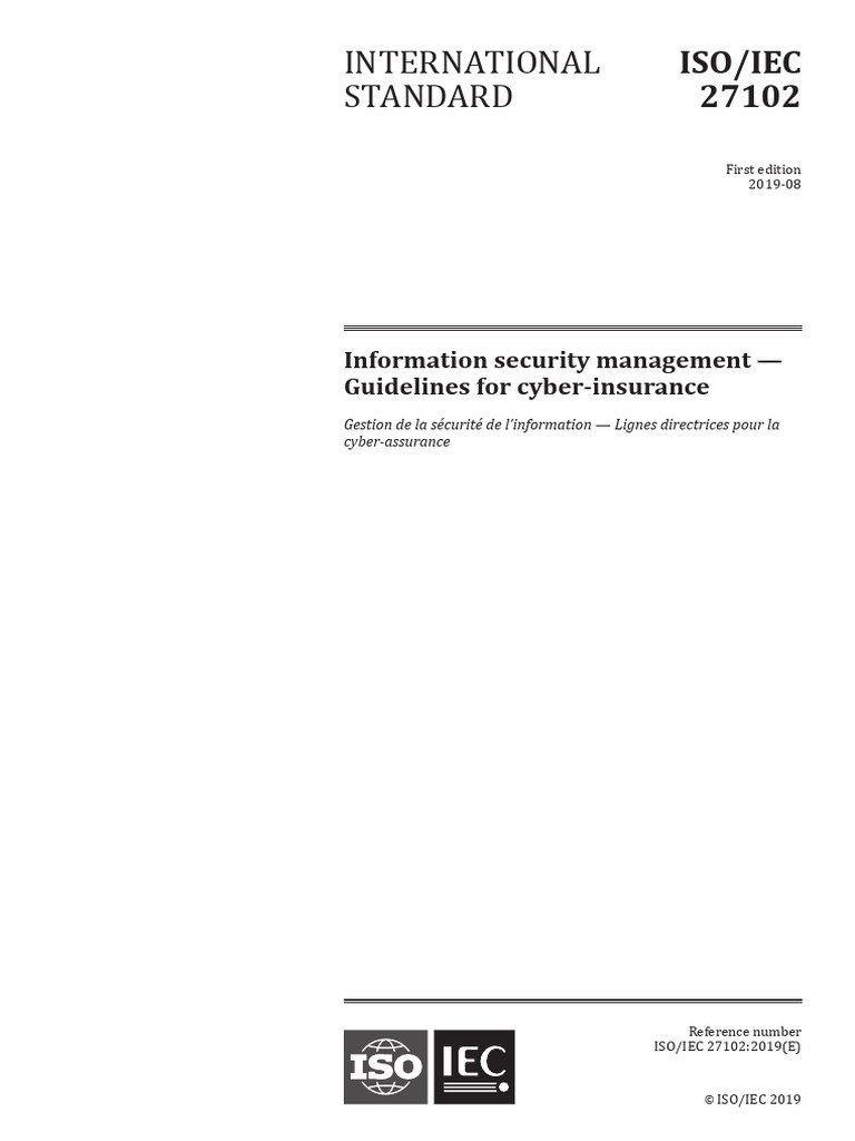 Cyber Insurance Guidelines ISO/IEC 27102 | PDF | Information Security ...