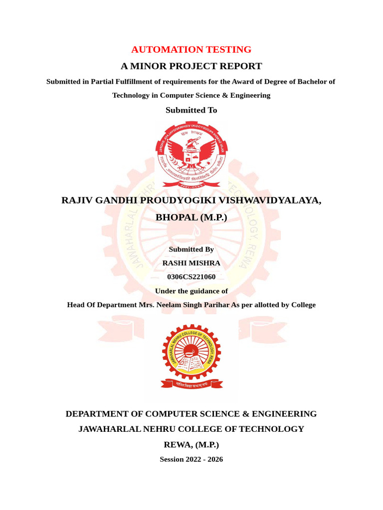 Automation Testing Project Report | PDF