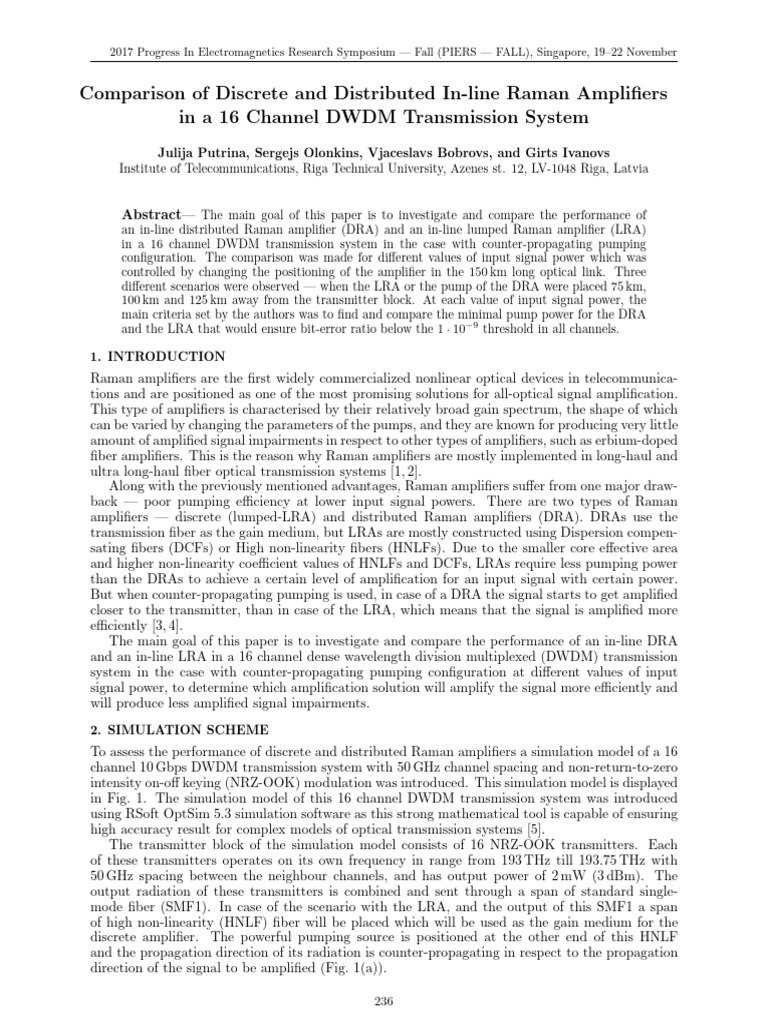 Comparison of Discrete and Distributed In-Line Raman Amplifiers in A 16 ...