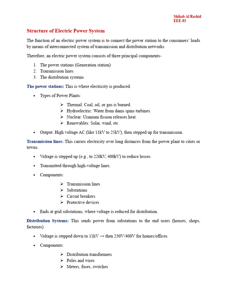 Electric Power System Structure Explained | PDF | Power Station ...