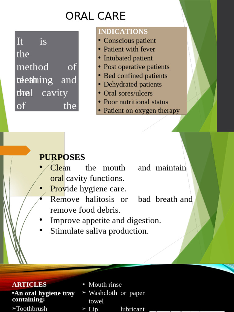 Oral Care Procedures for Hospital Patients | PDF | Oral Hygiene ...