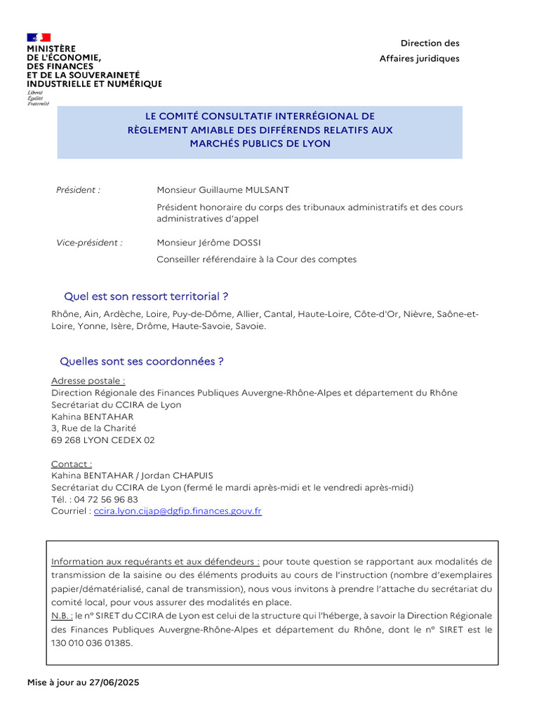 CCIRA Lyon : Informations et Contacts | PDF